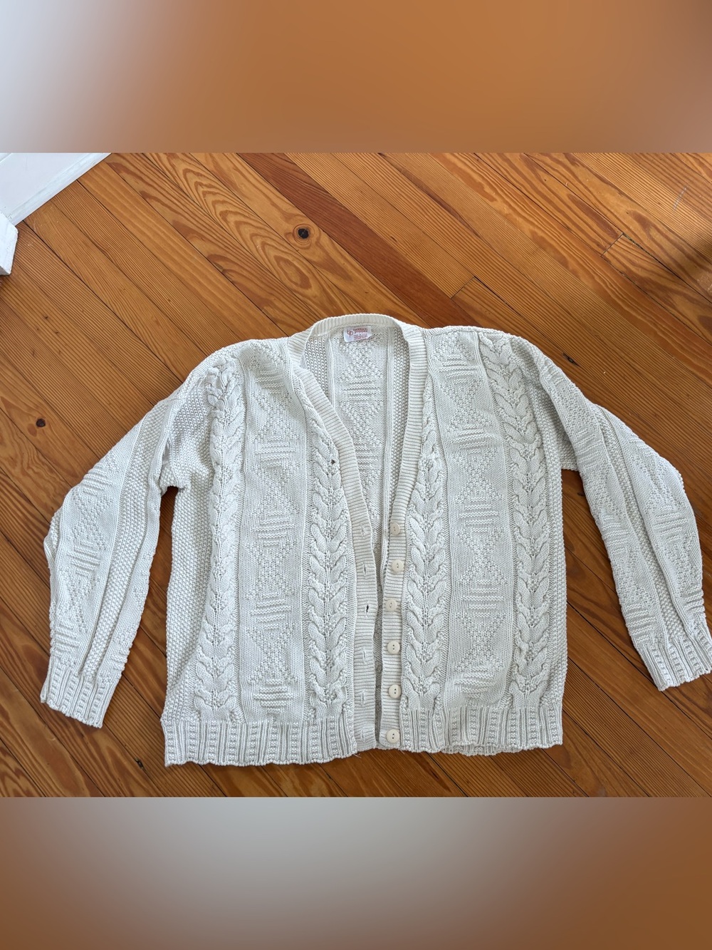 Beiddoch Popper white cotton cable knit cardigan xl